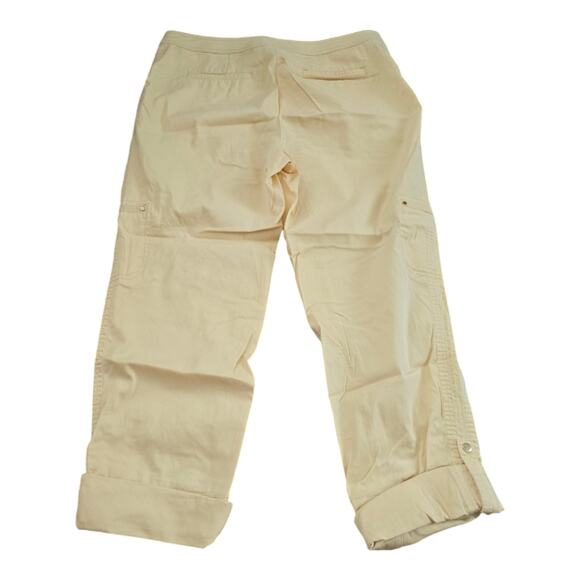 Chico's Lemon Yellow Rolled Hem Cropped Comfy Pants Size 1 Medium 8 10 - Picture 2 of 8